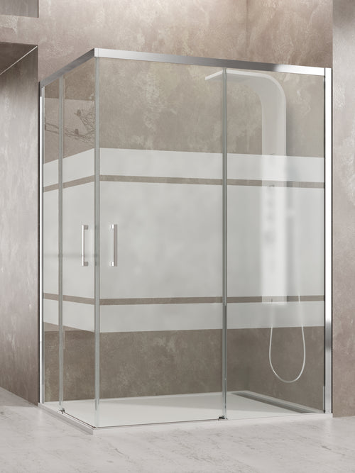 Resguardo de duche Angular Aktual – Cromo | Entrada ao Vértice 8mm + 6mm
