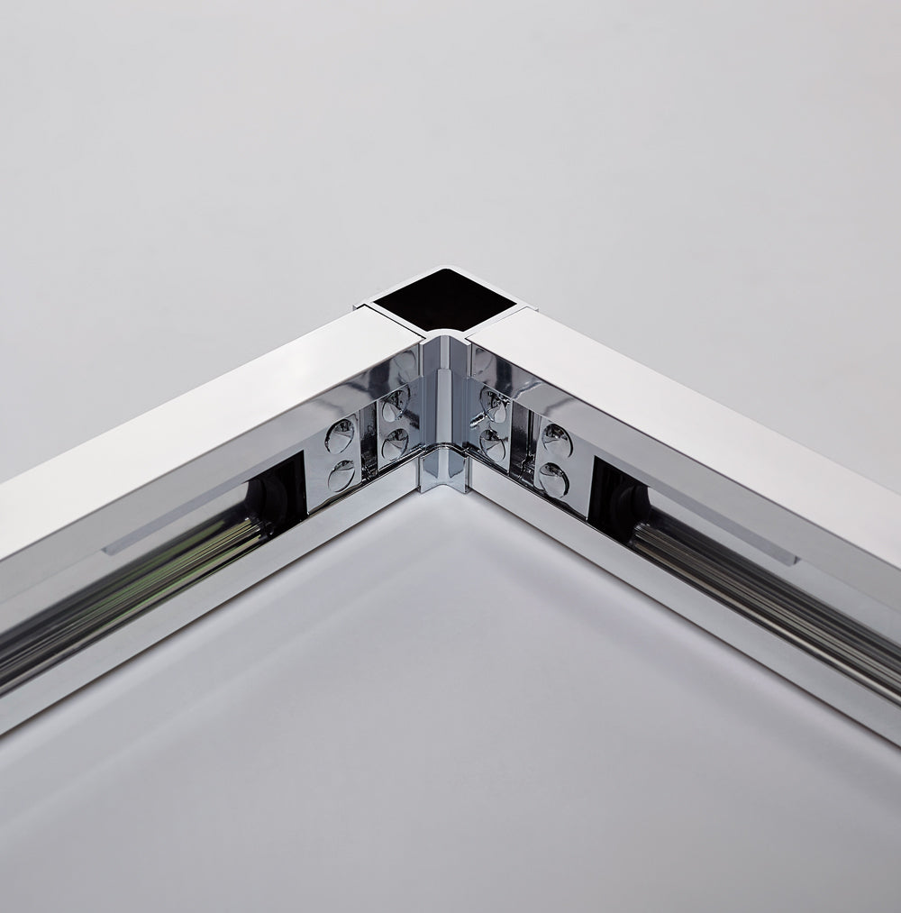 Resguardo de duche Angular GME Tandem Cromo | Fixo + Correr + Dobrável 6mm