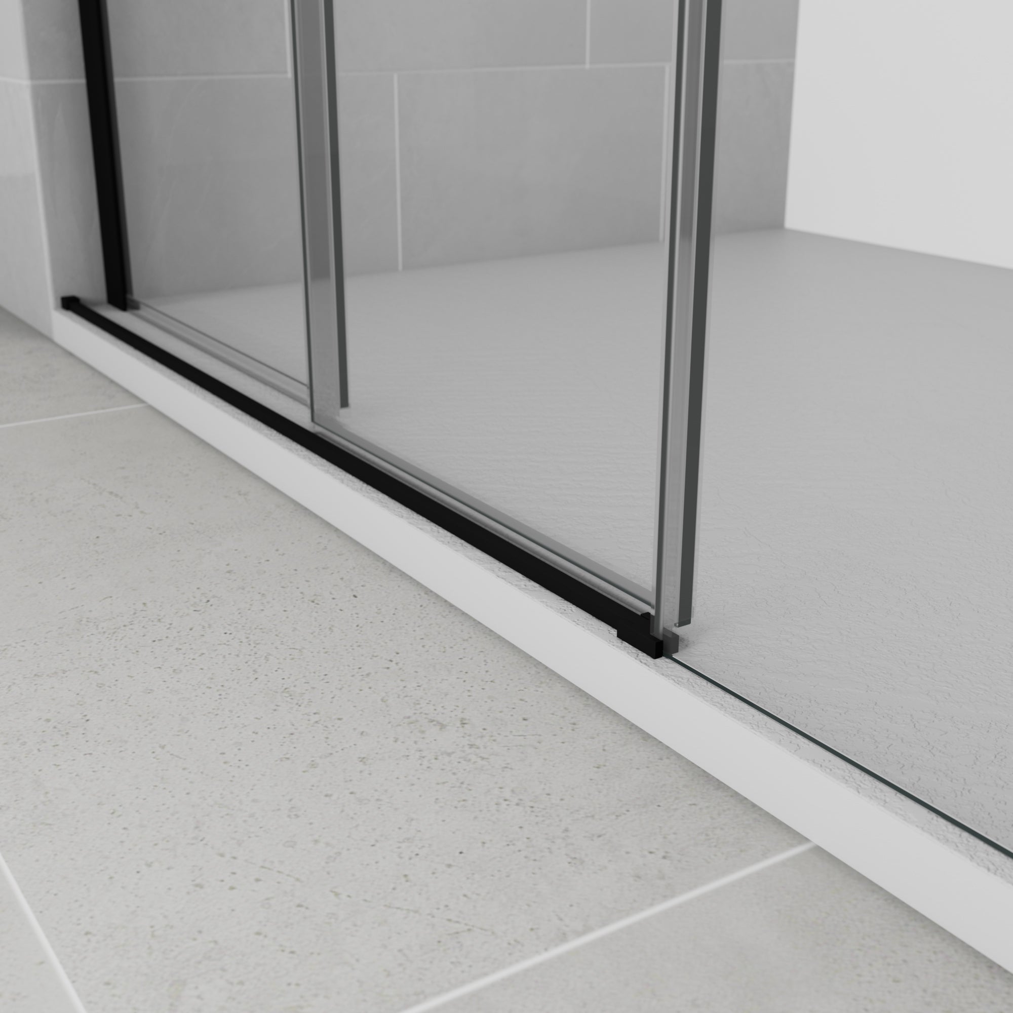 Resguardo de duche Frontal GME Trio Preto | 3 Folhas 6mm