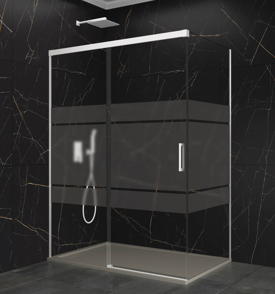 Resguardo de duche Frontal GME Basic Branco com Vidro Lateral | Porta de Correr