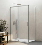 Resguardo de duche Frontal GME Basic com Vidro Lateral Nickel | Porta de Correr