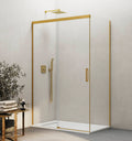 Resguardo de duche Frontal GME Basic Ouro com Vidro Lateral | Porta de Correr