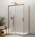 Resguardo de duche Frontal GME Basic com Vidro Lateral Cobre | Porta de Correr
