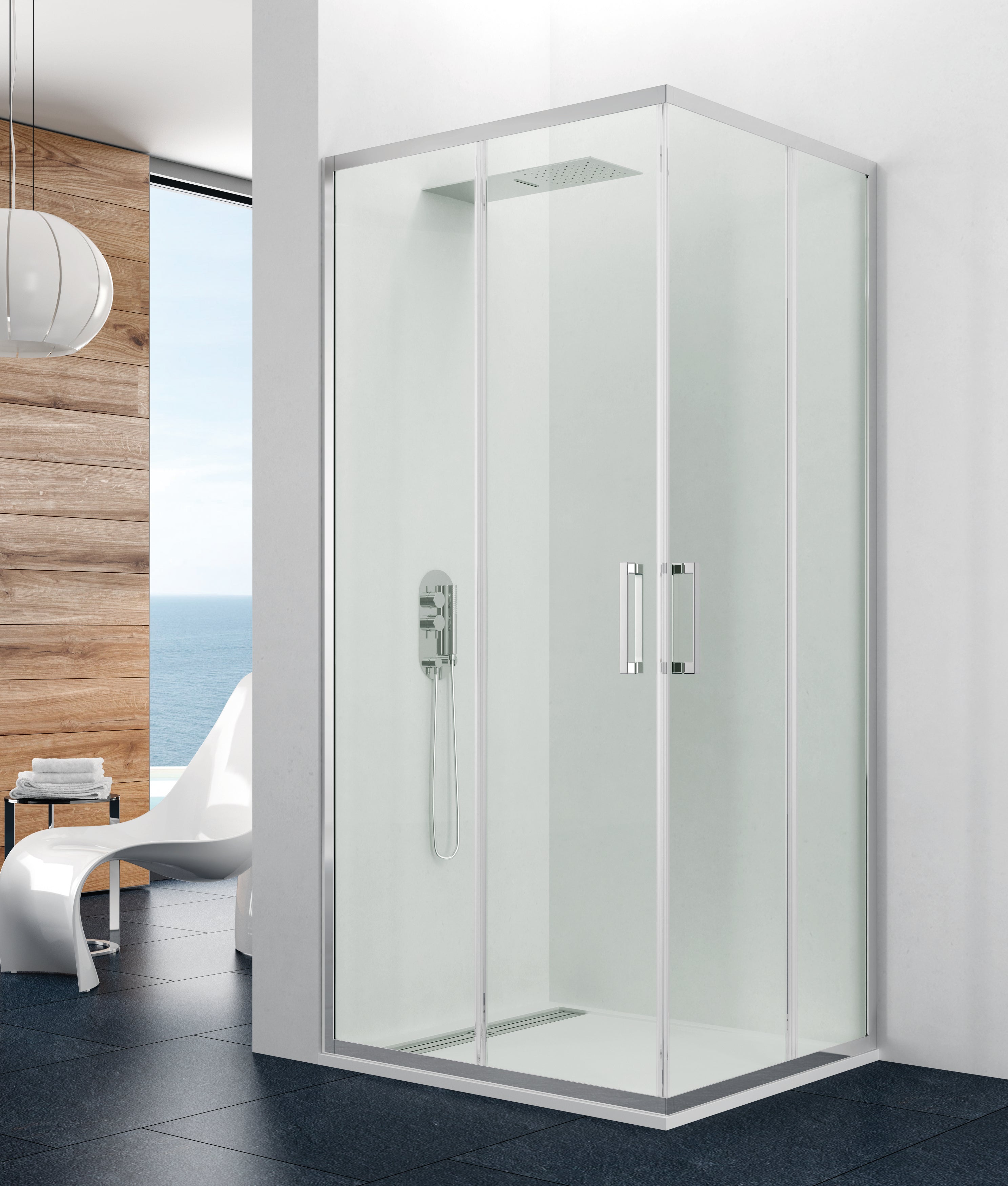 Resguardo de duche Angular GME Prestige Titan Cromado | Portas de Correr