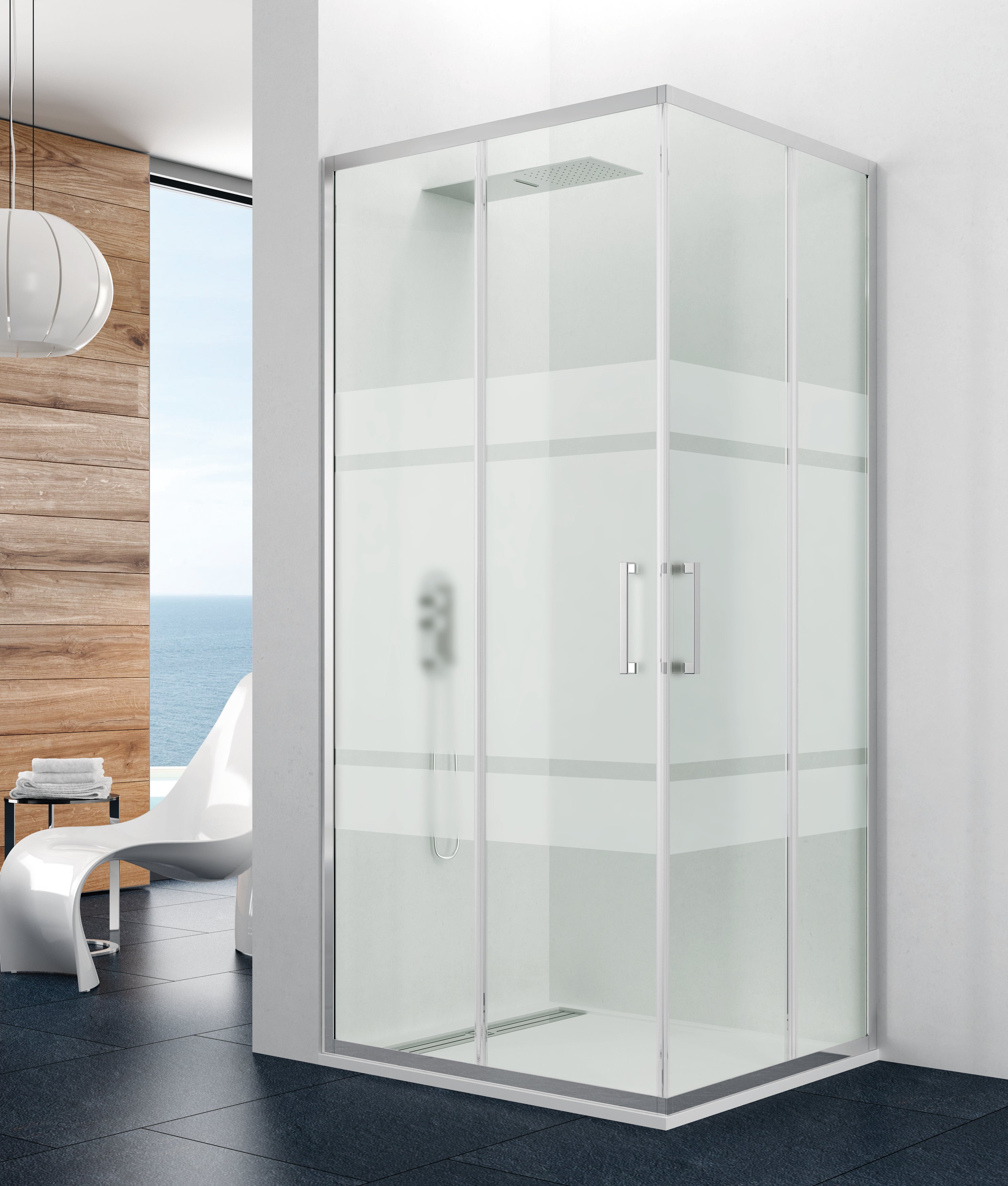 Resguardo de duche Angular GME Prestige Titan Cromado | Portas de Correr