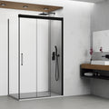 Resguardo de duche Frontal GME Trio com Vidro Lateral Preto | 3 Folhas + Lateral 6mm
