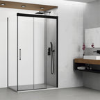 Resguardo de duche Frontal GME Trio com Vidro Lateral Preto | 3 Folhas + Lateral 6mm