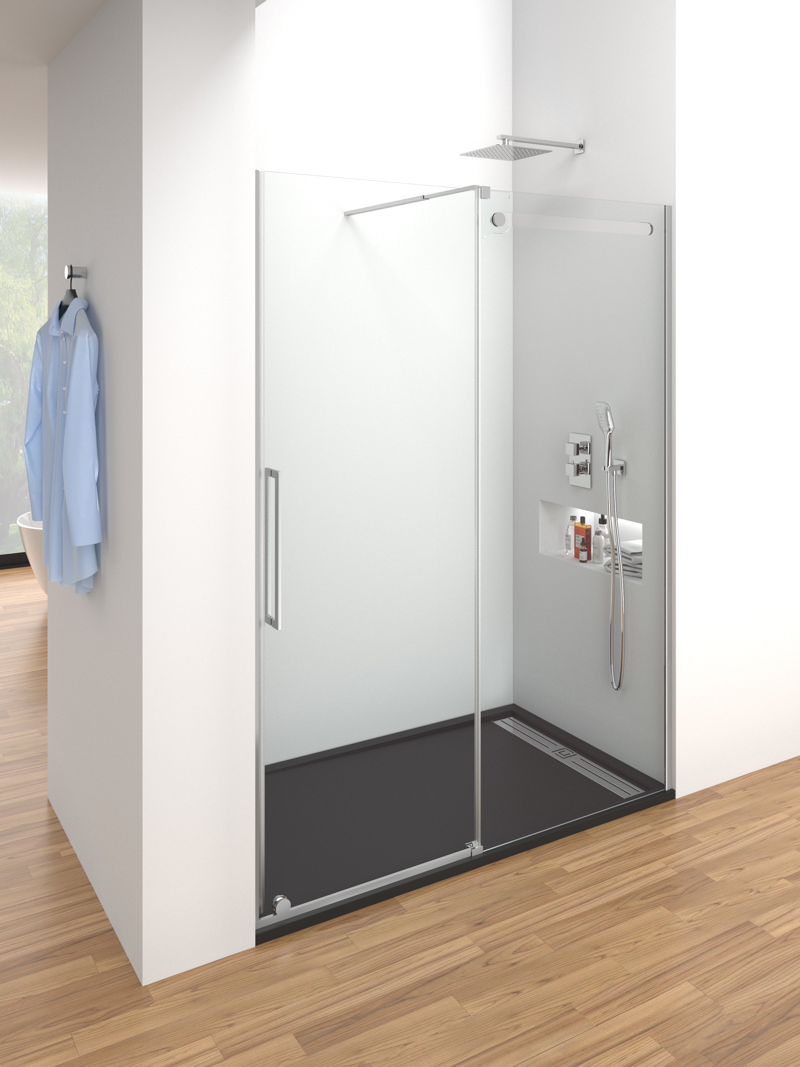 Resguardo de duche Frontal GME Vetrum Cromo | Porta de Correr 10mm