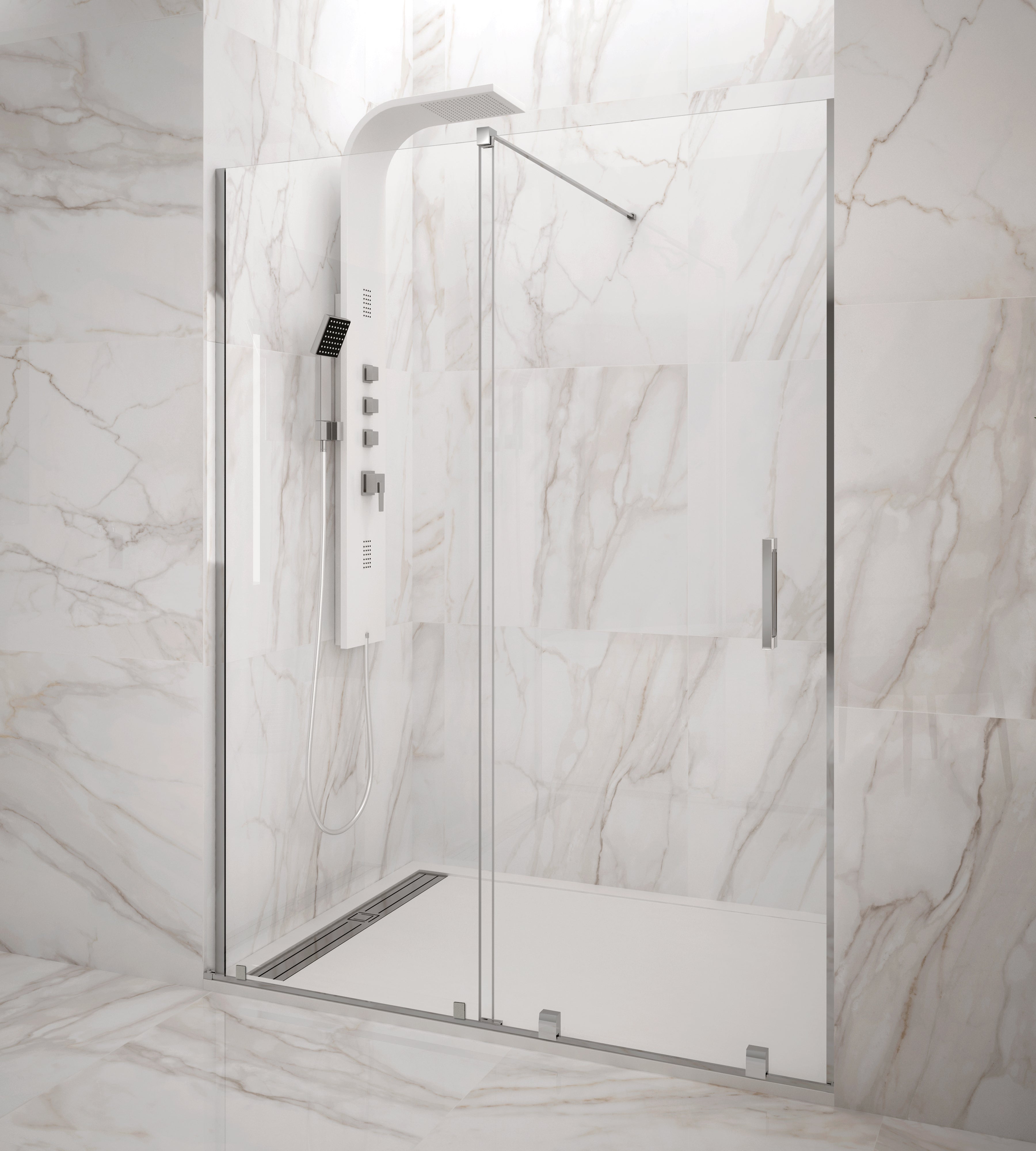 Resguardo de duche Frontal GME Vitro Transparente Cromo | Porta de Correr 6 mm